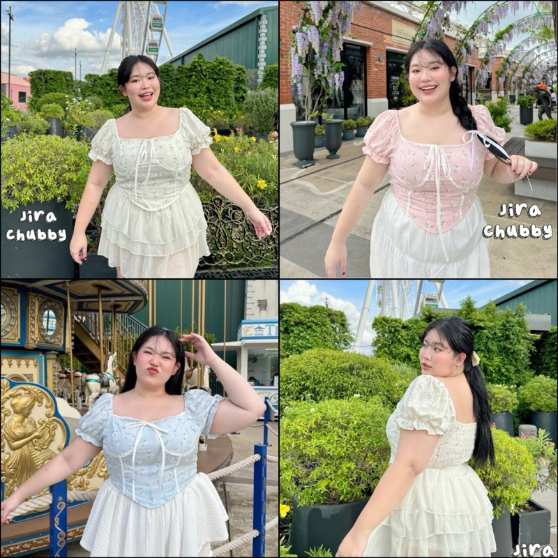 (Shopee video ลด50%) เสื้อลายดอกแขนตุ๊กตา สุดcute สีหวานน่ารักสุดๆ ดีเทลข้างหน้ายาวกว่าข้างหลัง