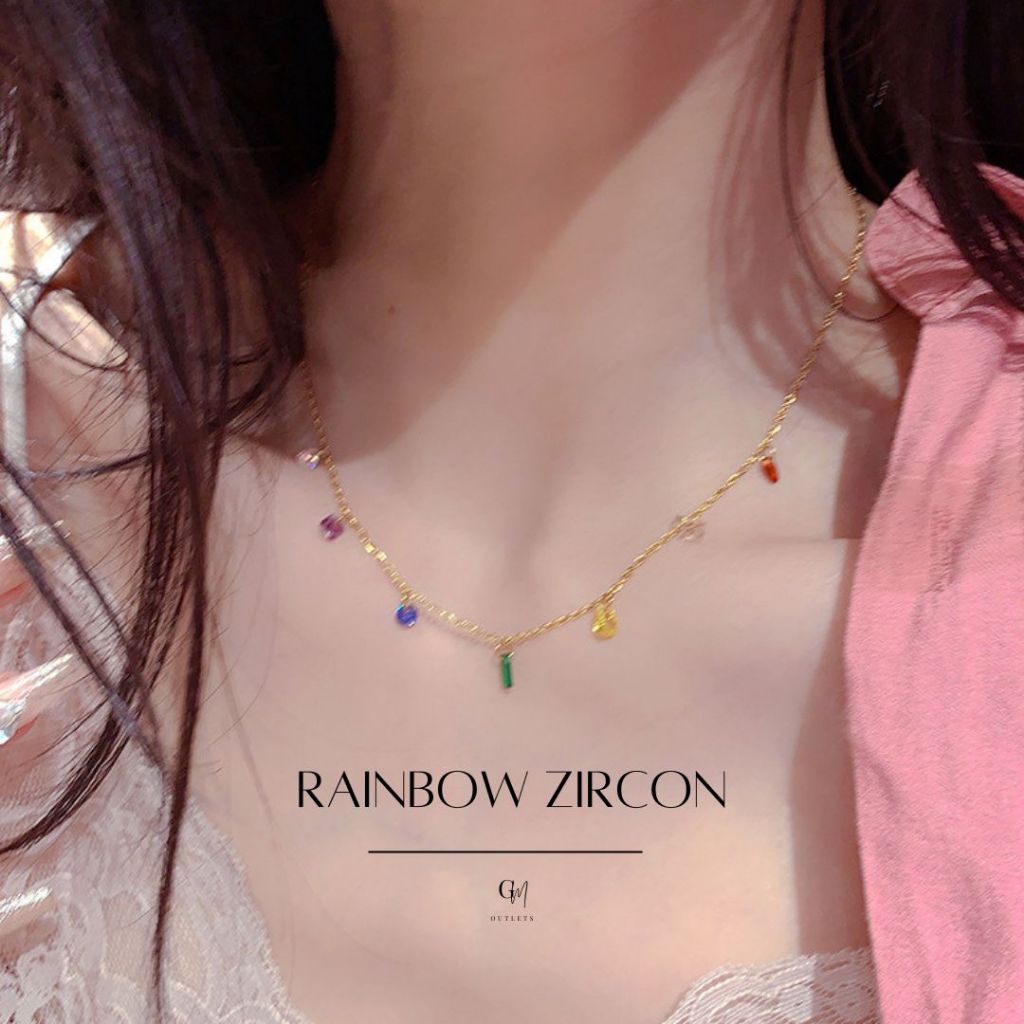 OUTLETS ล้างสต็อกจากโรงงานตรง ดูแพง หรูหราเหมือนทองจริง Rainbow Zircon Necklaces สร้อยพลอย สร้อยสวยๆ