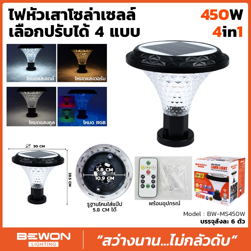 โคมหัวเสาโซล่าเซลล์ 450Wโคมหัวเสาโซล่าเซลล์ 450W