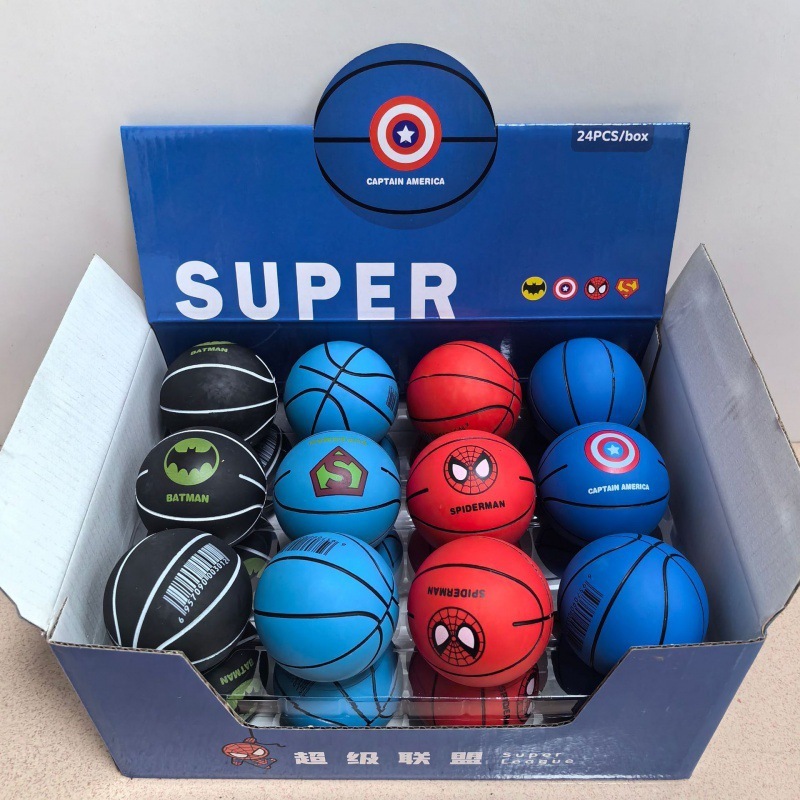 ลูกบอล ขนาด 6 ซม. บอลยาง เด้ง Superhero ลายไดโนเสาร์ แบบยืดหยุ่น ของเล่นสําหรับเด็ก บริหารกล้ามเนื้อมือ