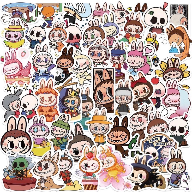 ขายดี Sticker S74 สติกเกอร์กันน้ำ ลาย Labubu สำหรับตกแต่ง งาน DIY จำนวน 50 ชิ้น