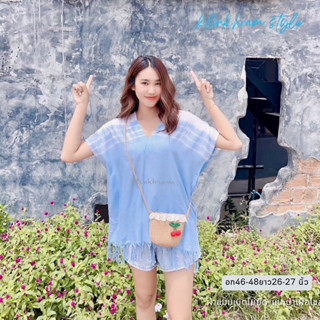 เสื้อมัดย้อมชายกรุย คอกระเหรี่ยง วีหน้าหลัง