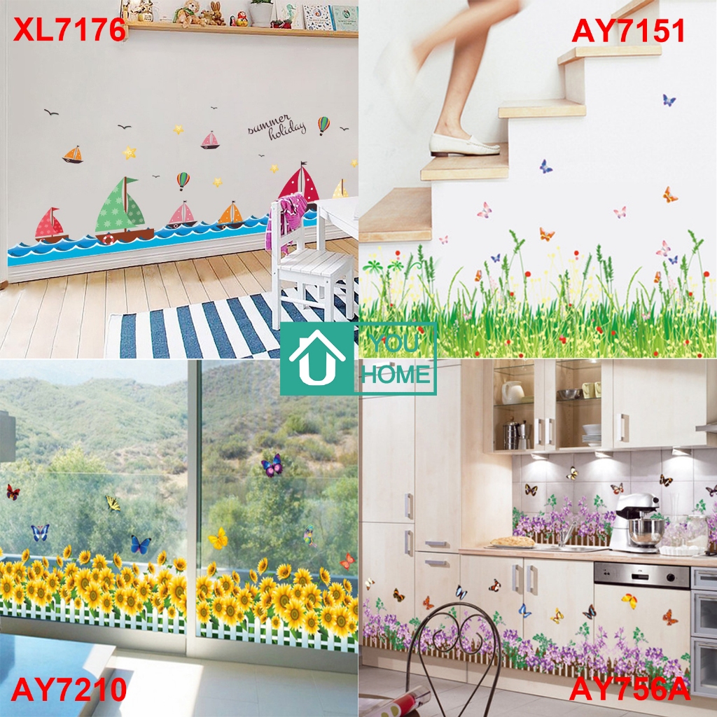 สติ๊กเกอร์ติดผนัง wall sticker pvc ต้นไม้ ดอกไม้ ลายนก ทะเล สติ๊กเกอร์แต่งบ้าน สติกเกอร์แต่งห้อง วอลเปเปอร์