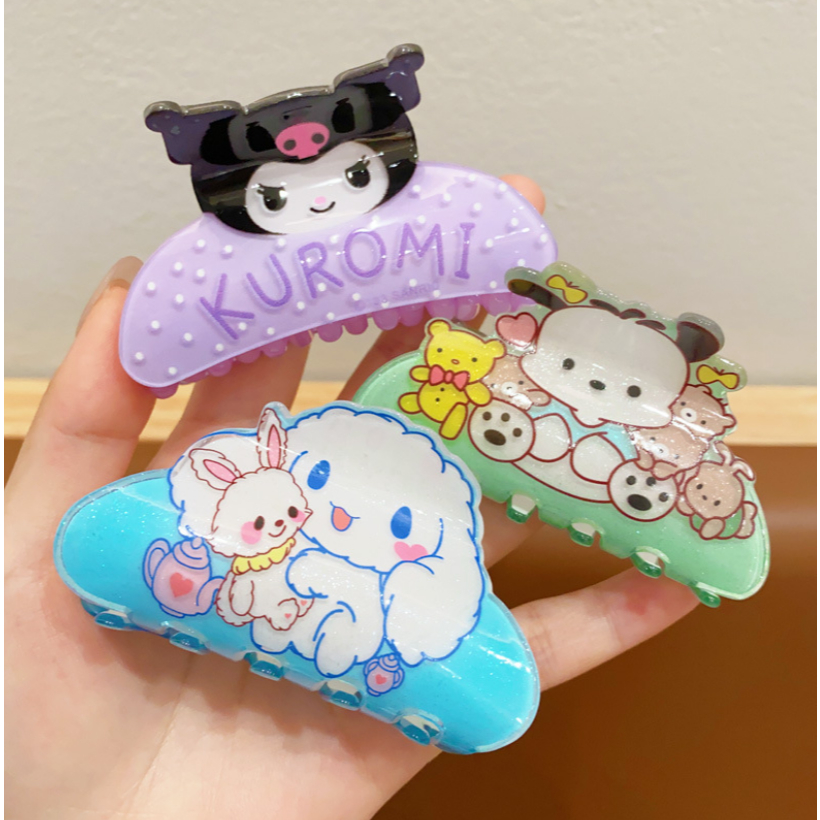 พร้อมส่ง กิ๊บติดผมสาว งานอะคริลิค ซานริโอ กิ๊บหนีบผมลายการ์ตูน ขนาด7.5 - 8 ซม. หนีบผมได้ครึ่งหัว