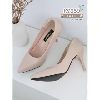K9383 รองเท้าส้นสูง PU หนังนิ่ม ส้นแหลมสูง 3.2 นิ้ว