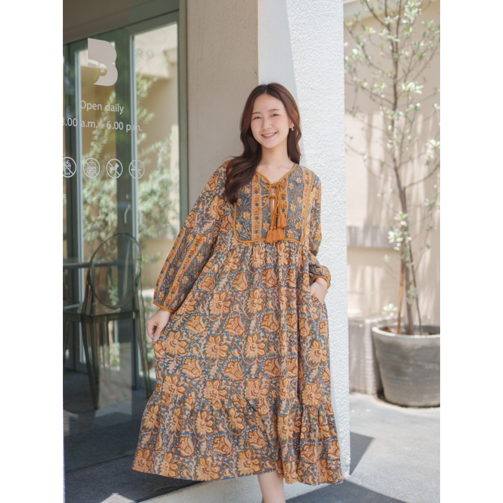 Nana’s Craft ชุดเดรส Sundara Bloom Dress Vintage ผ้าฝ้ายอินเดีย Indian Hand Block (Picture.2)