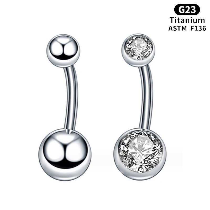 จิวสะดือ ไทเทเนียม  ASTM F136 G23 G23 Titanium Steel Belly Button Ring Cross-Border Double-Headed Round Belly Button ราคา ถูกที่สุด ดีลบีเคเค แกลเลอรีภาพที่ 2