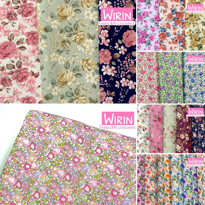 ผ้าคอตตอน 100% รวมลายกุหลาบสีหวาน | ผ้าเมตร หน้ากว้าง 45 นิ้ว
