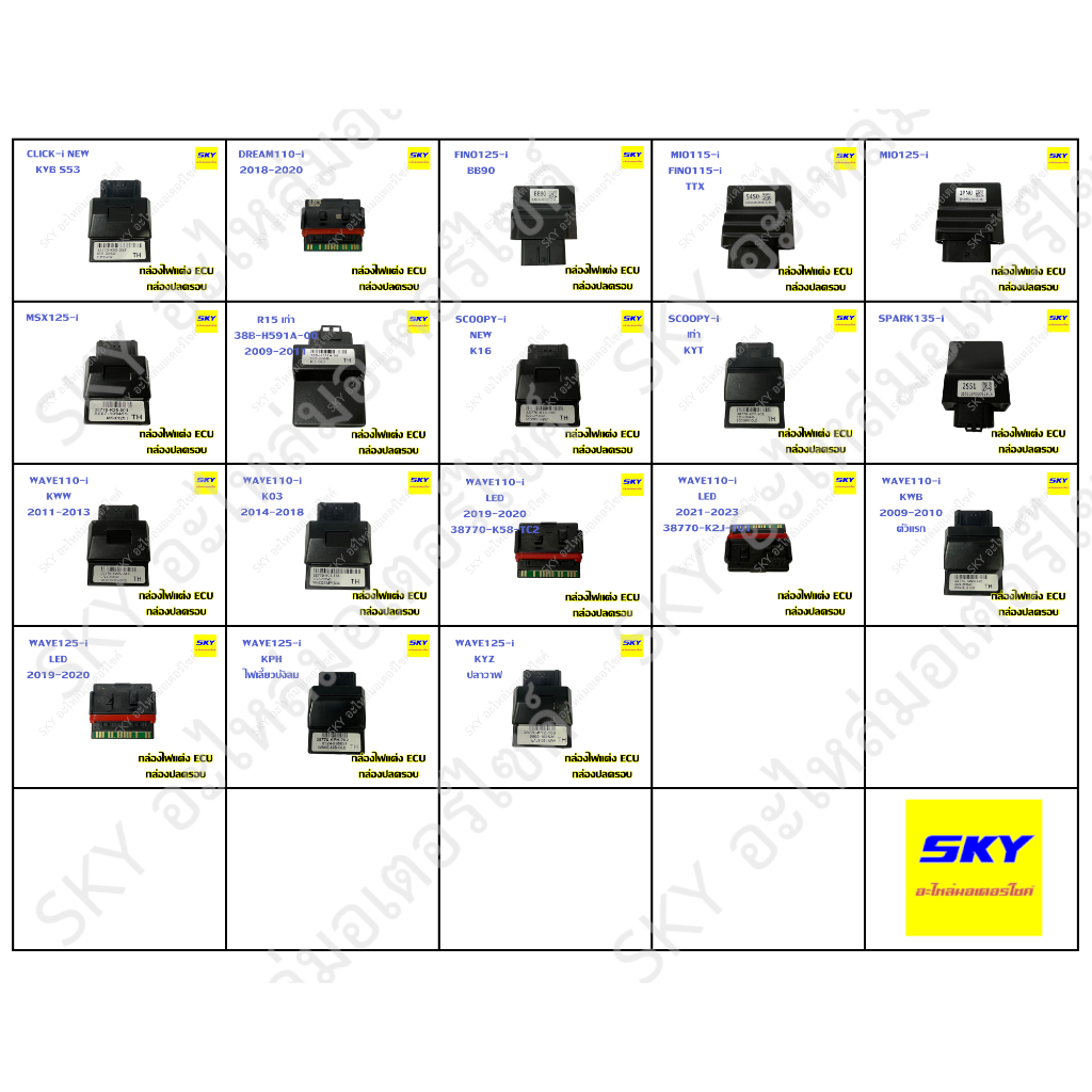 กล่องหมก ECU กล่องไฟ กล่องปลดรอบ CLICKi DREAM110i MIO R15 SCOOPY WAVE110i 125i LED เวฟ125i ไฟเลี้ยวบ