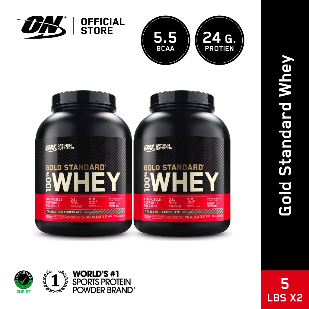 [เซ็ตคู่!!] Optimum Nutrition Gold Standard Whey Protein 5 Lbs. เวย์โปรตีน ช่วยเสริมสร้างกล้ามเนื้อ