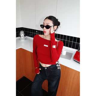 THESUNCO - KYLO TOP (ไค-โล) เสื้อแขนยาว ติดอะไหล่ยางสีดำ THESUNCO นิ้วโป้งสอดได้