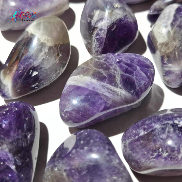(1ชิ้น) หินขัดมน Dream Amethyst ดรีมอเมทิสต์ หินแร่ธรรมชาติ แท้100% อัญมณี  พลอย - รูปที่ 2