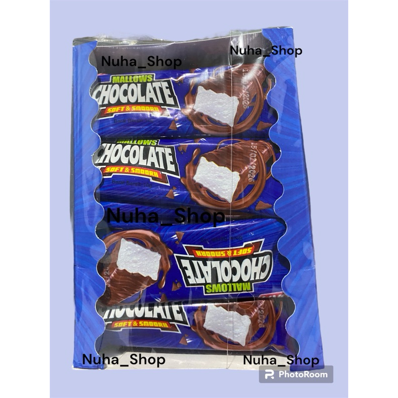 (พร้อมส่ง /กดสั่งในไลฟ์ลด 50%-40%)MALLOWS มาร์ชเมลโล่ เคลือบช็อกโกแลตถุง 8ชิ้น/กล่อง 24ชิ้น มีฮาลาล