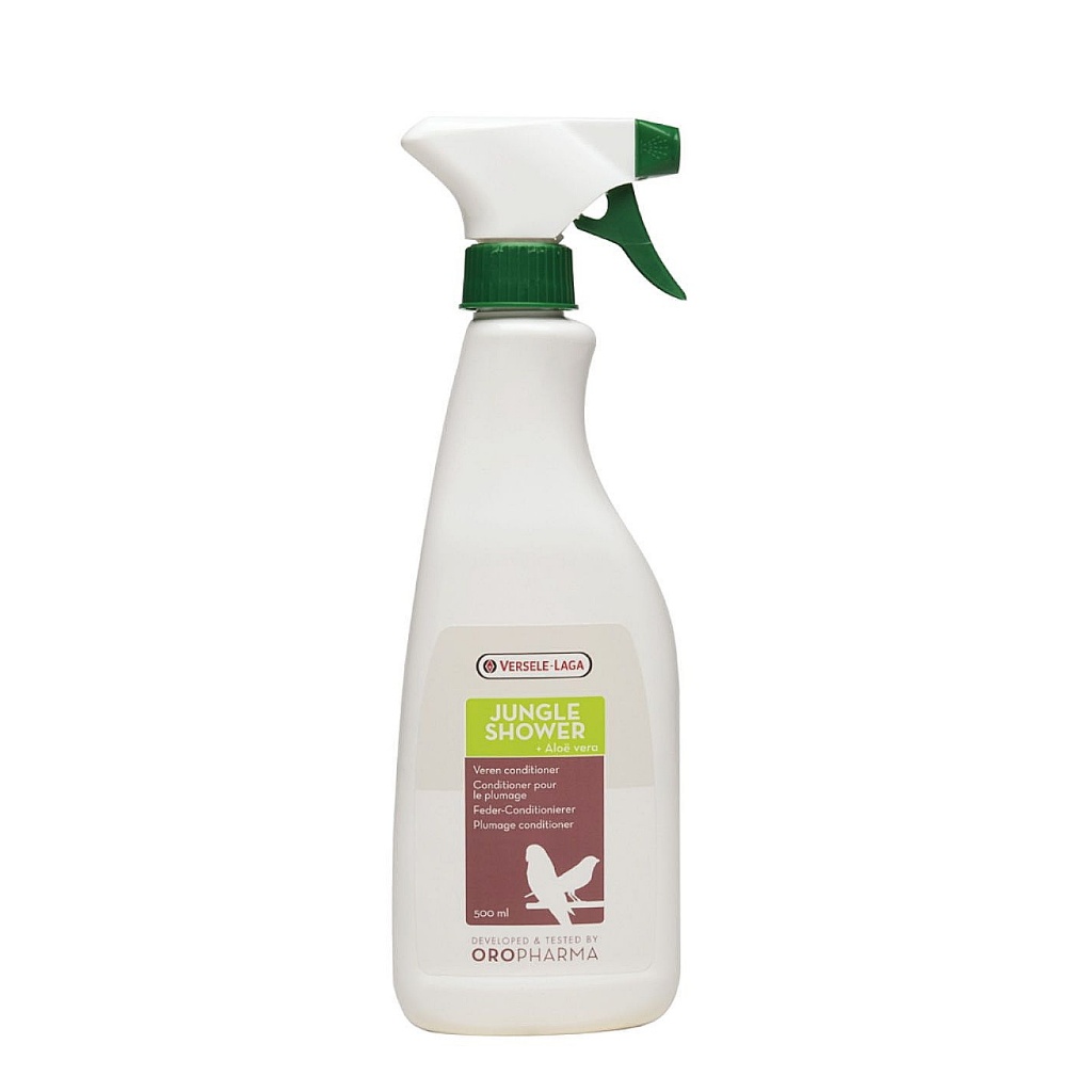 Jungle shower จังเกิ้ลชาวเวอร์ สเปรย์อาบน้ำนก ผสมว่านหางจรเข้ แพ็คเก็จ 500ml.