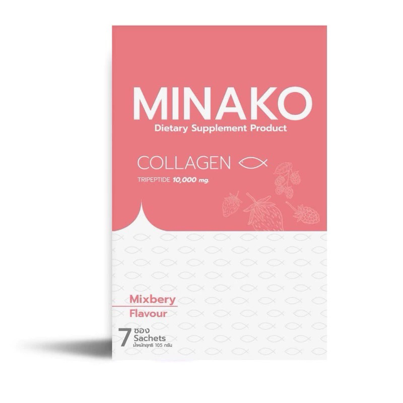 [1 กล่องรสเบอรี่]คอลลาเจน MINAKO collagen tripeptide 10000mg.