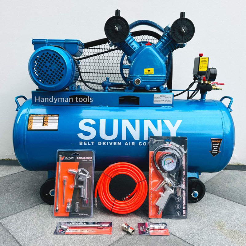 SUNNY ปั๊มลม ปั๊มลมโรตารี่ ถังลม ปั๊มลมสายพาน ขนาด 100 ลิตร รุ่น 2065-100L มอเตอร์2สูบ 3แรงม้า (สินค้ามีตัวเลือก)