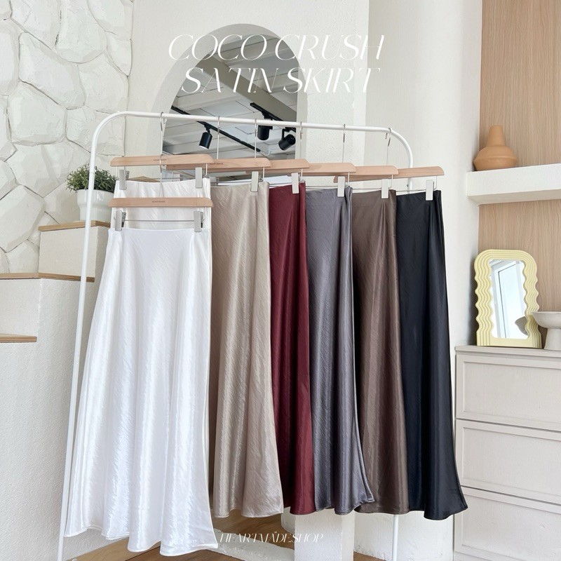 (D06) Heartmade - Coco Crush Satin Skirt 🤍 กระโปรงซาตินครัช ทรงหางปลา ผ้าพรีเมียม