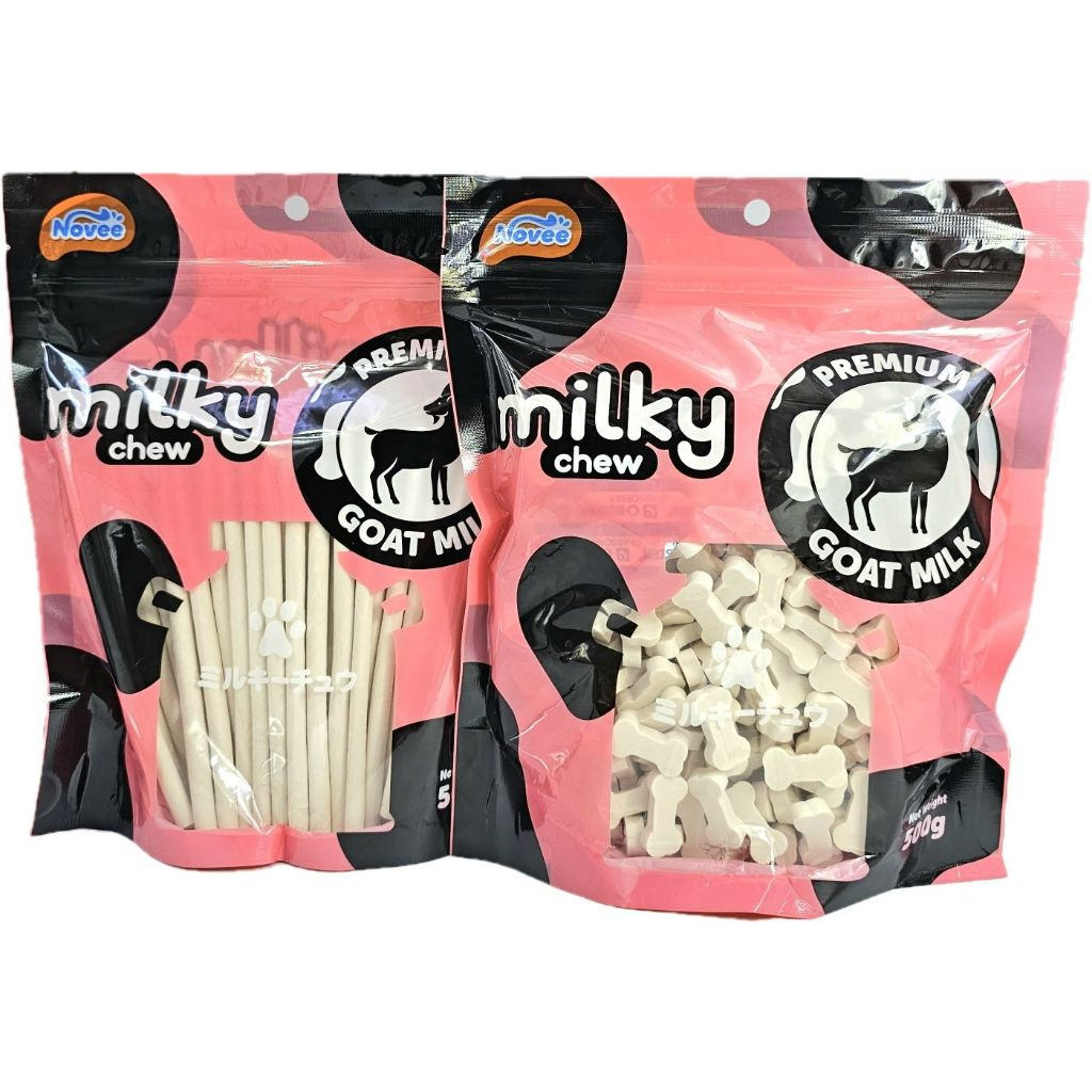Goat Milk สติ๊กนมแพะ (มิลล์กี้ ชิว โกท มิลค์) ขนาด 500 กรัม สำหรับน้องหมาทุกสายพันธุ์