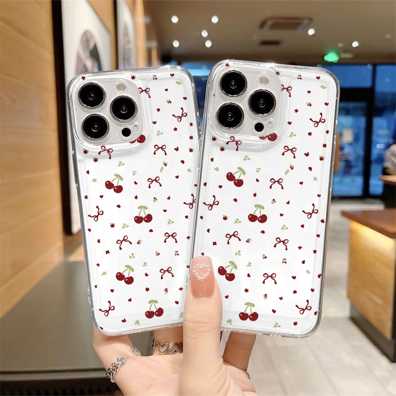GOOD🔥ไทยส่ง เคสโทรศัพท์มือถือแบบนิ่ม น่น่ารัก เชอร์รี่ graffiti สําหรับiPhone 15 14 13 12 11 Pro Max X/Xs XrMAX 7 8Plus