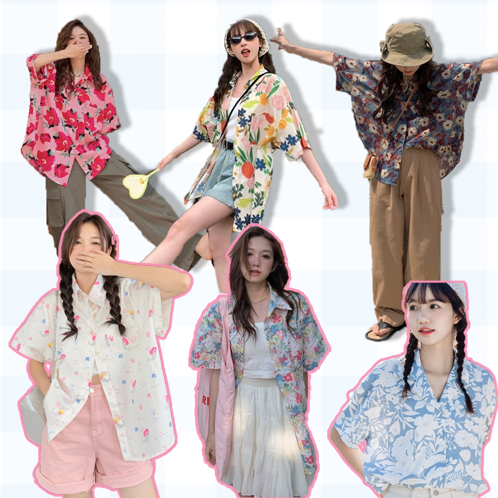 Pico|（ จัดส่งทันที ）เสื้อฮาวาย เสื้อเชิ้ต Collection สินค้ามาสำหรับผู้หญิง ที่ใส่ได้ทุกสไตล์ แฟชั่นฤดูร้อน oversize