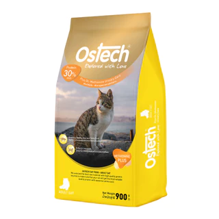 (1 แถม 1) Ostech ออสเทค พรีเมี่ยม อาหารเม็ดแมวโตออสเทค พรีเมี่ยม 900 g
