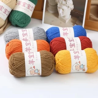 ไหมพรม ตระกูลคอตตอนนม 4ply ป้ายน้องแกะ เส้นนุ่ม มีส่วนผสม cotton ถึง 60%