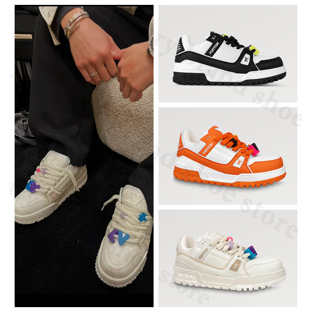 👟Louis Vuitton คลาสสิค สไตล์ใหม่ LV TRAINER MAXI หนังวัว ผู้ชาย รองเท้ากีฬา แท้💯