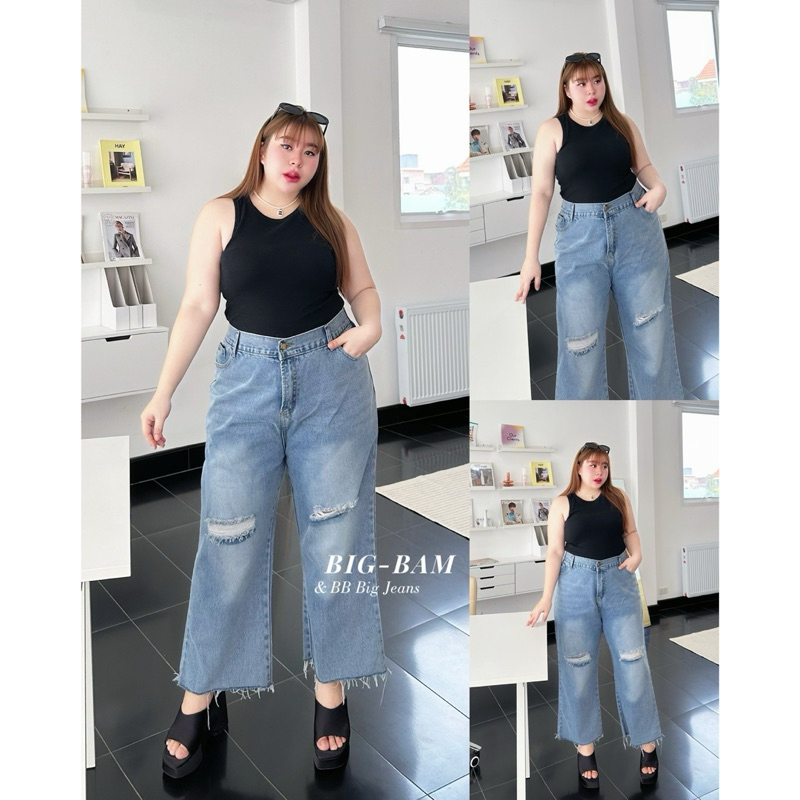 BB Big Jeansยีนส์ขากระบอกไซด์ใหญ่สำหรับสาวบอวบ