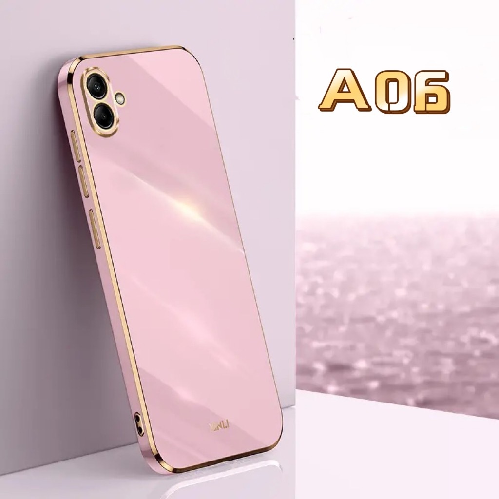 เคส TPU ขอบทอง แบบนิ่ม สำหรับรุ่น Samsung A06 A16 เคสฝาหลัง สีสวย น่ารัก