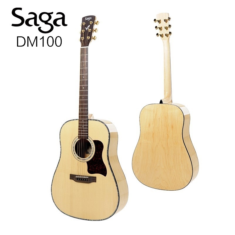 Saga กีต้าร์โปร่งท็อปโซลิด รุ่น DM100 ของแท้100% เซ็ตอัพอย่างดีสายนิ่มเล่นง่าย