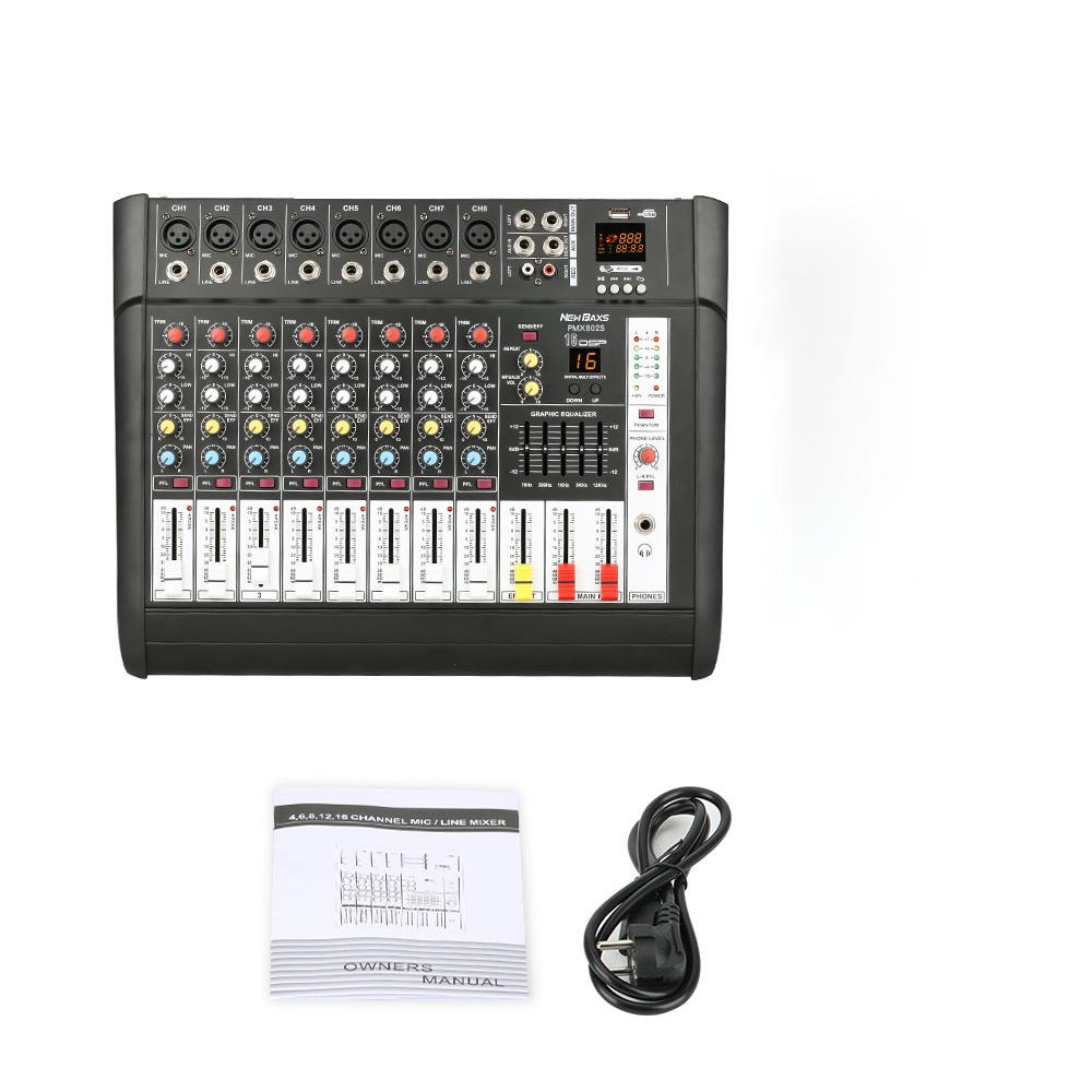 NEW BAXS PMX802D มิกเซอร์เสียงระดับมืออาชีพ 8-channel 16DSP อีควอไลเซอร์ 2 ชั้น EQ 650W กำลังสูง 2-channel รองรับการเล่น