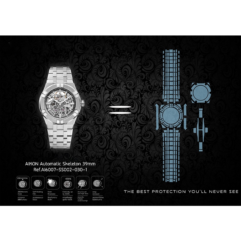 ฟิล์มกันรอยนาฬิกา Watch Protection Film สำหรับ แบรนด์ Maurice Lacroix Aikon  Skeleton 39mm Ref.A1600
