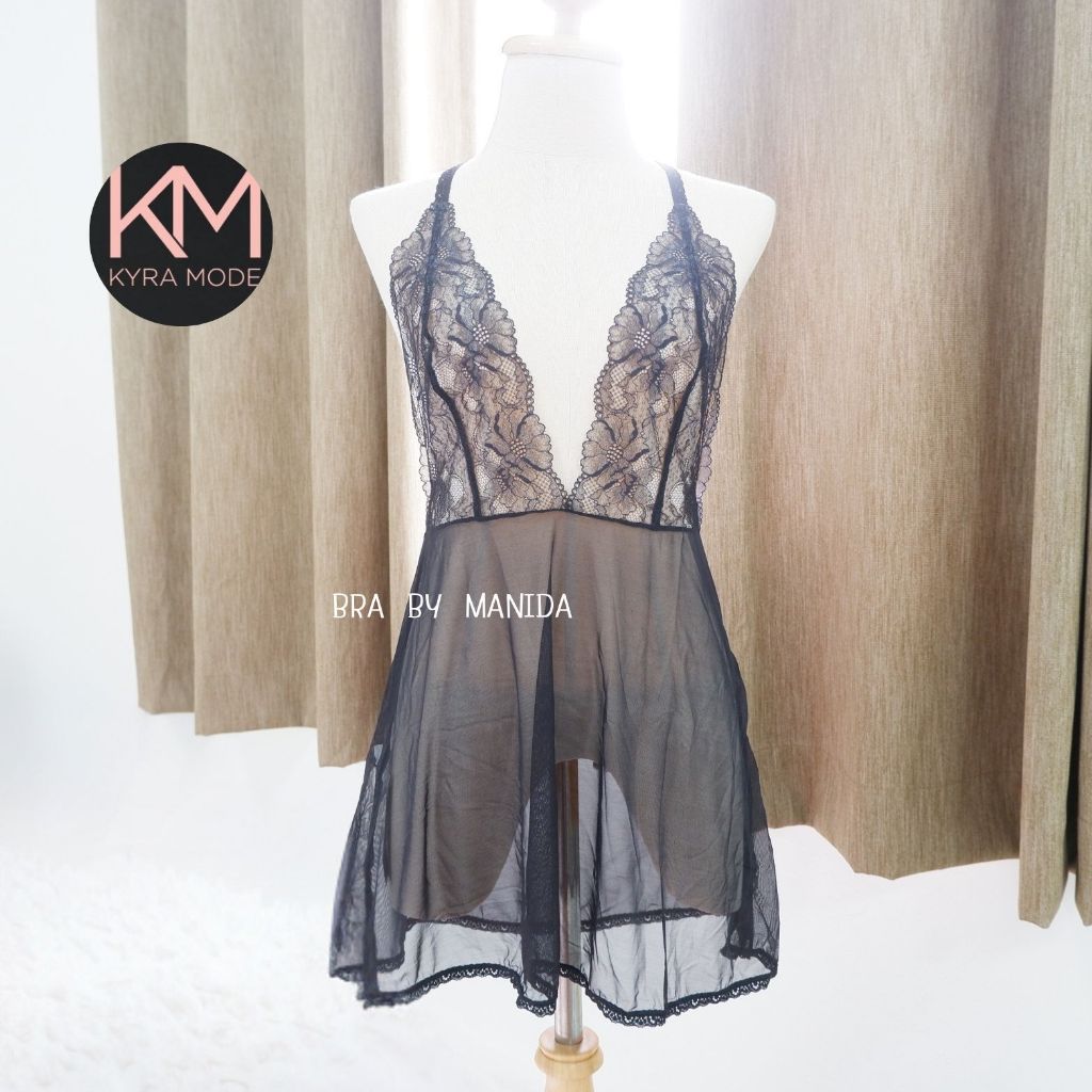 Kyra - KKN756-9 ชุดนอนลูกไม้ซีทรู เป็นสายผูกคล้องคอ พริ้วๆเบาๆ จากราคา 1,250฿