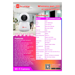 Hi-view HW-33ROBOT302W กล้องวงจรปิด 3MP Human Tracking รองรับ Wi-Fi 2.4G และ 5G พูดคุยโต้ตอบได้