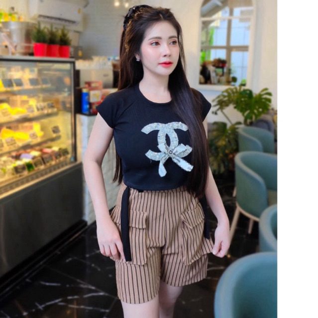 ชุดเซ็ทccกางเกงกระเป๋าหน้า