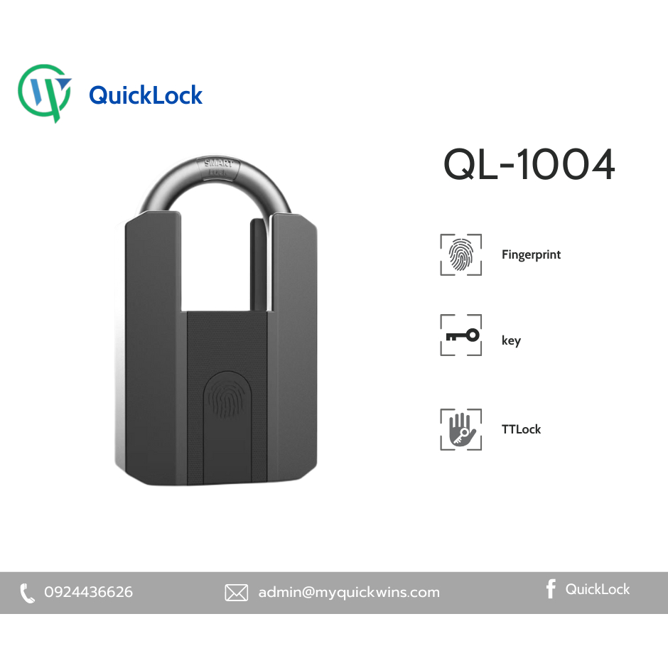 QuickLock แม่กุญแจดิจิตอล แม่กุญแจสแกนนิ้วมือ รุ่น QL-1004