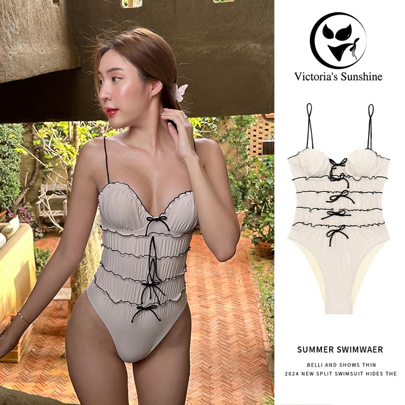 Victoria's Sunshineชุดว่ายน้ําวันพีช ชุดว่ายน้ำเซ็กซี่ มีฟองน้ำ สไตล์แฟชั่น beach ไลฟ์สดลด50%
