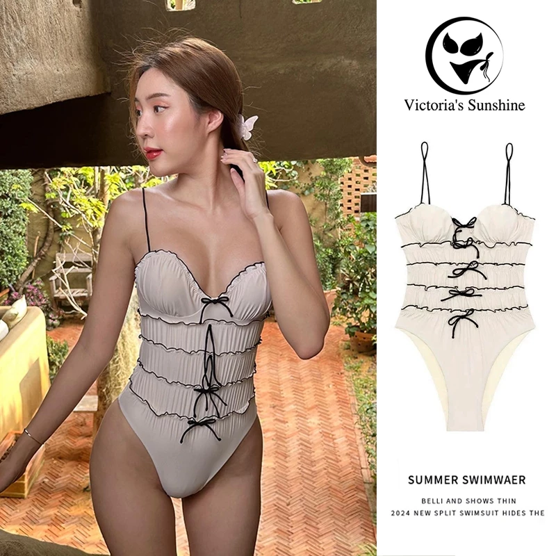Victoria's Sunshineชุดว่ายน้ําวันพีช ชุดว่ายน้ำเซ็กซี่ มีฟองน้ำ สไตล์แฟชั่น beach ไลฟ์สดลด50%