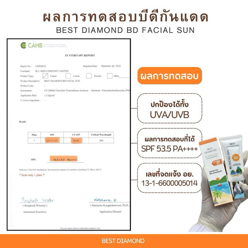 บีดีกันแดด 2 หลอด SPF50 PA+++