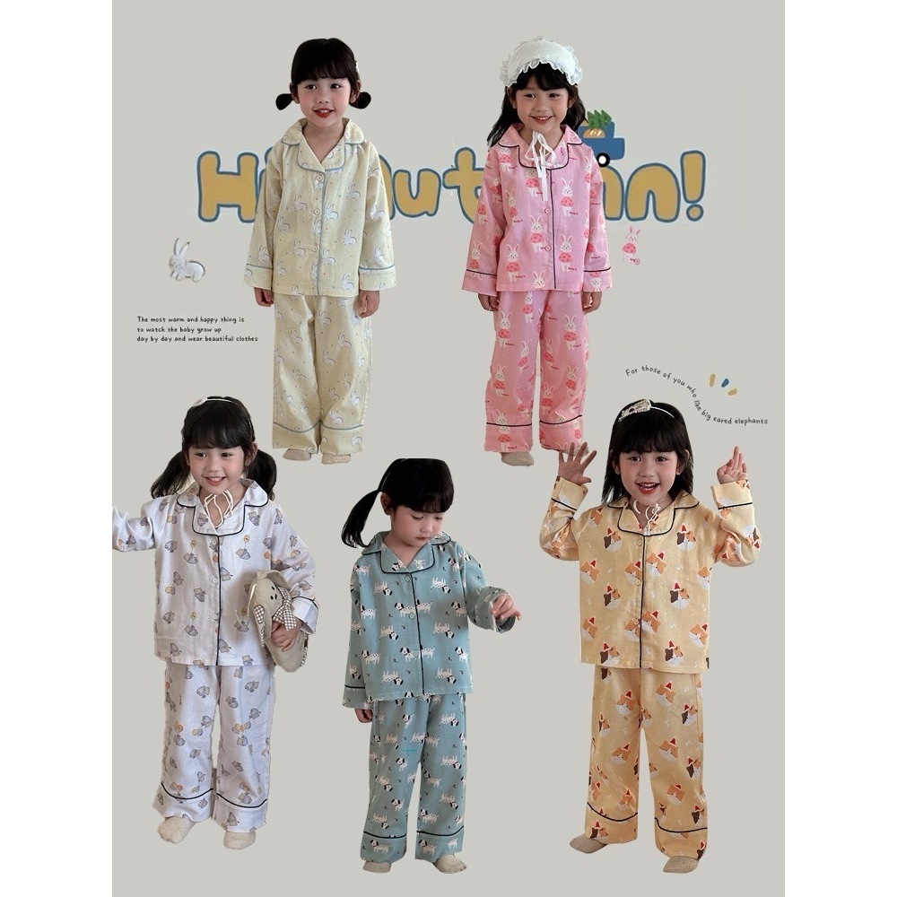 รุ่น M (90-140) ชุดนอนเด็กแขนยาวลายการ์ตูนสัตว์น้อยน่ารัก **พร้อมส่ง**