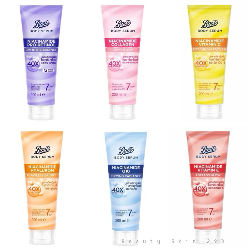 พร้อมส่ง Boots Niacinamide Pro-retinol bodylotion เพื่อผิวเปล่งปลั่ง อ่อนเยาว์ 200 ml