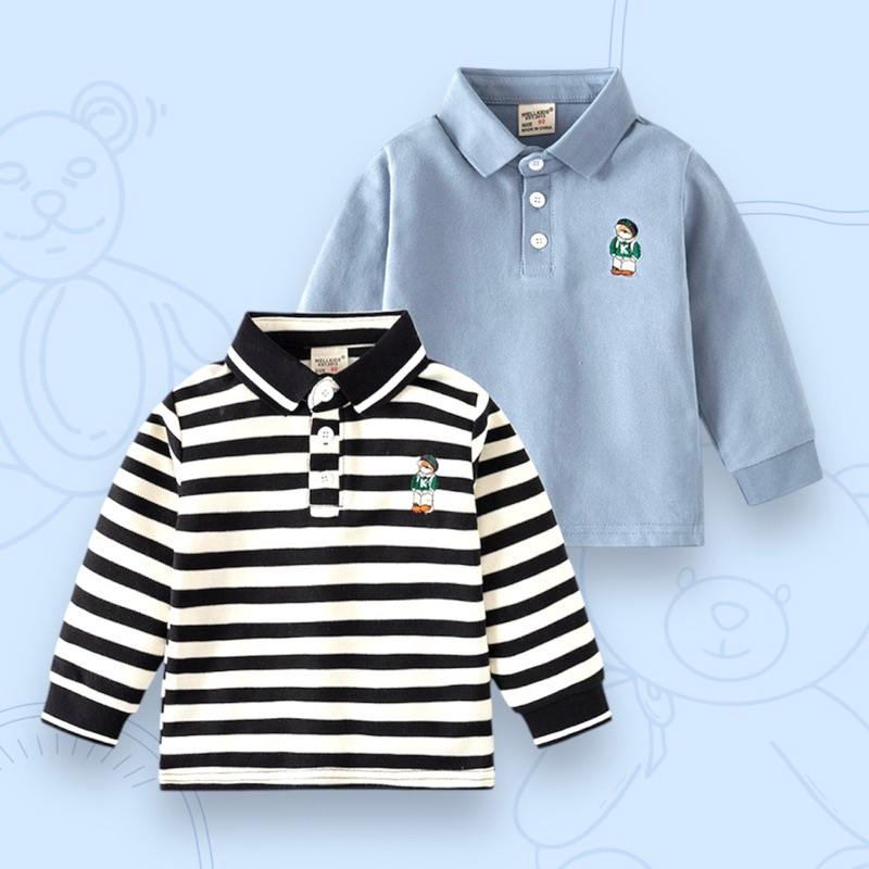 AB210 เสื้อแขนยาว ฌปโล สำหรับเด็ก เสื้อผ้าเด็กแฟชั่น สุดหล่อ พร้อมส่ง