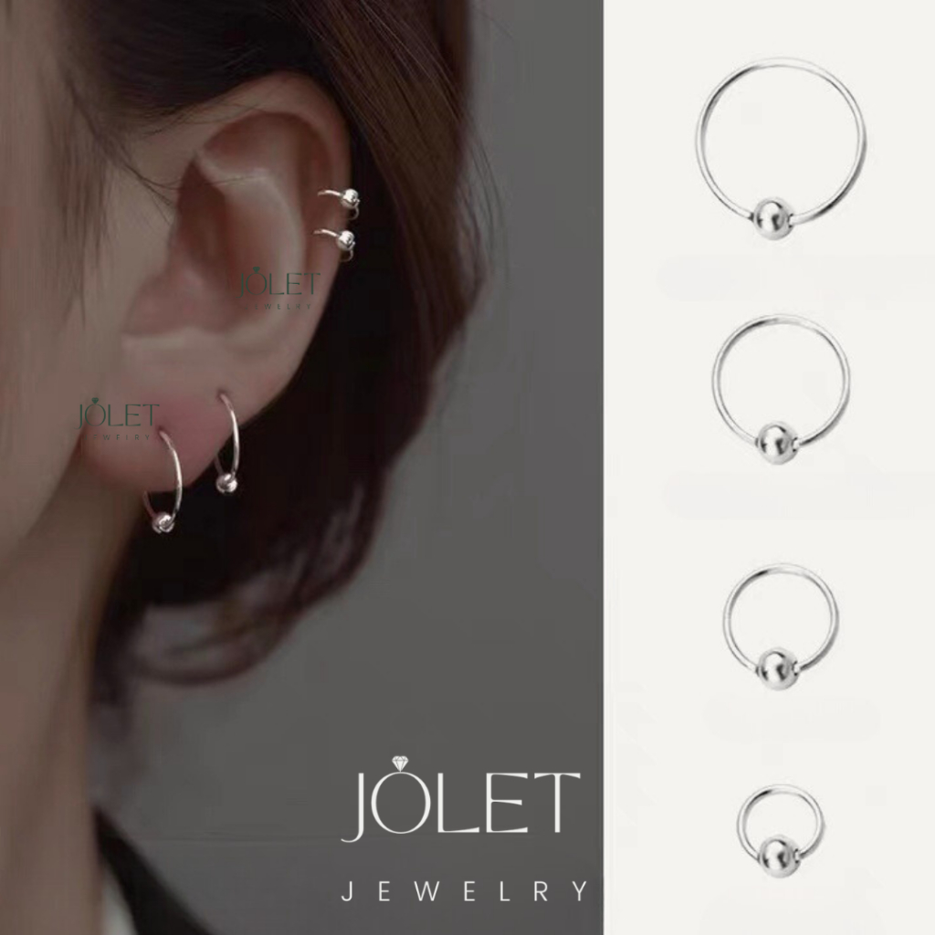 jolet ต่างหูห่วงเงินแท้99.9% s999 ตุ้มหูห่วง น้ำหนักเบานิมิมอลมีสไตล์