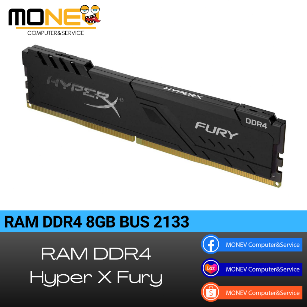 RAM มือสอง 8GB DDR4 HyperX Fury BUS 2133 ( สีดำ )
