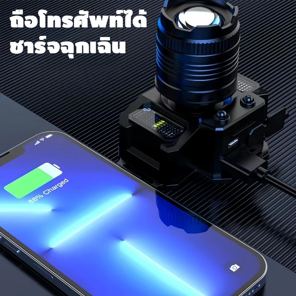 ไฟฉายคาดหัว ซูมได้ 5โหมด เซนเซอร์ 10W กันน้ำ thumbnail 6