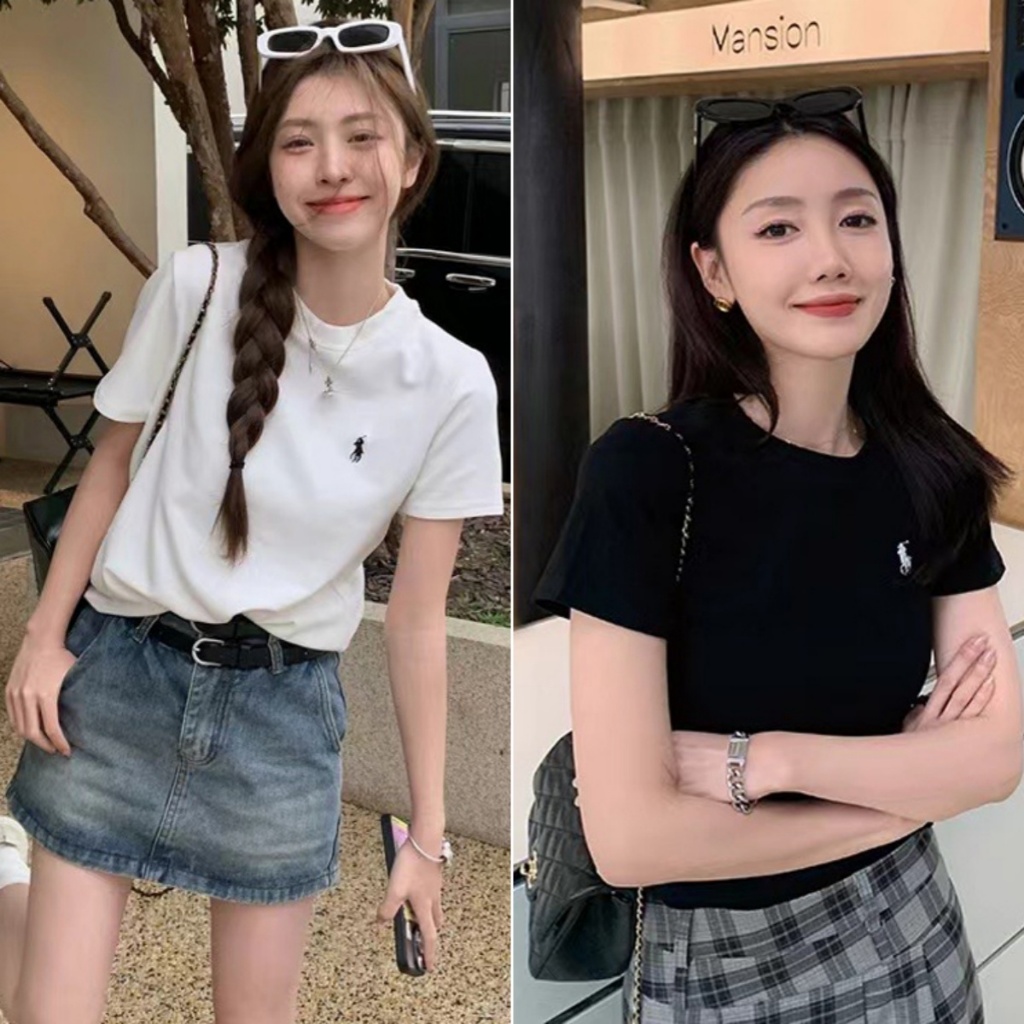 cherryshop พร้อมส่ง เสื้อยืดสวยๆผู้หญิง เสื้อยืดทรงซ้อ แขนสั้นแฟชั่น พิมพ์สัตว์ สไตล์ลำลอง