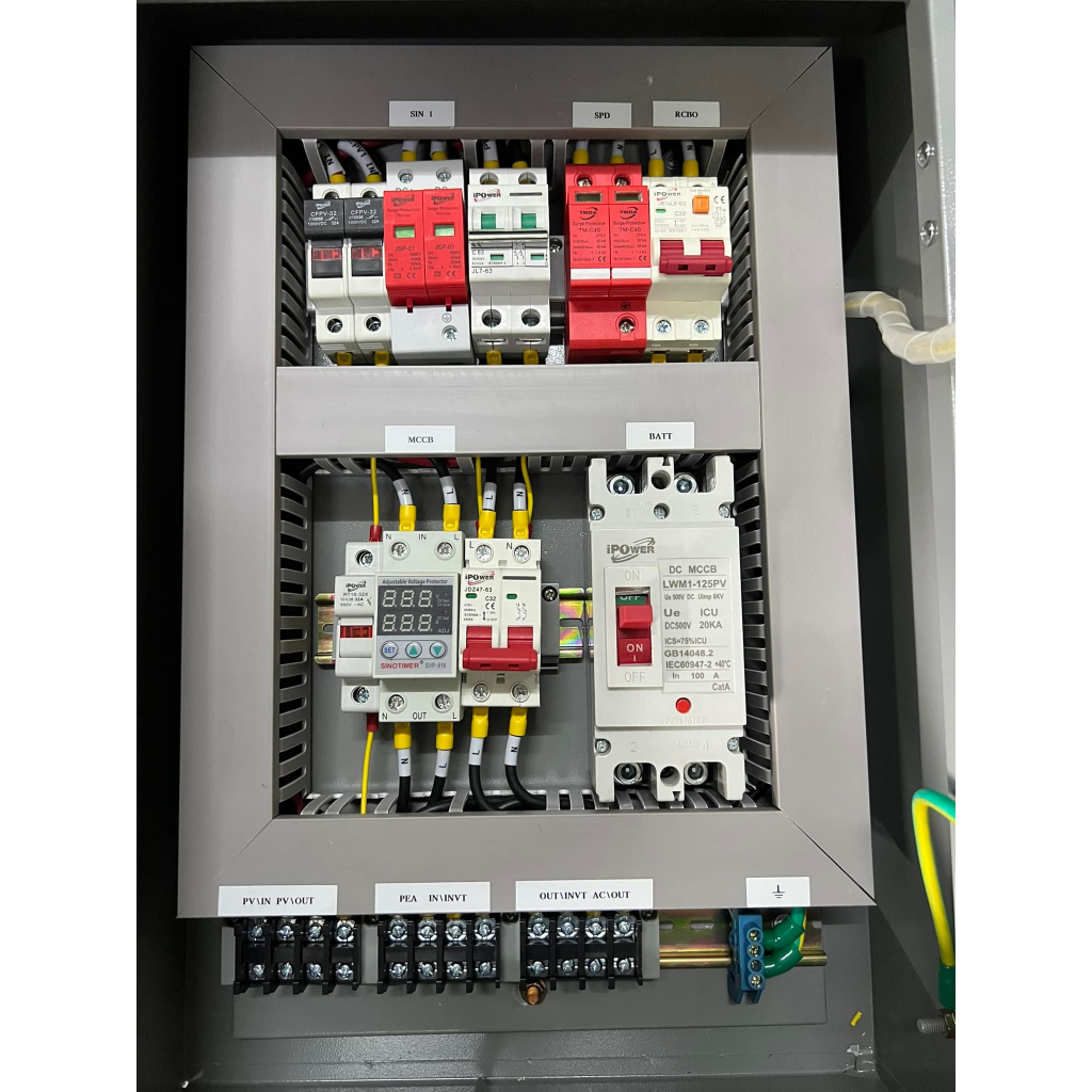 Off grid solar combiner  AC/DC  1 string ตู้คอมบายเนอร์ สำหรับระบบออฟกริดไฮบริด 1.5k 3.5kw 5kw.