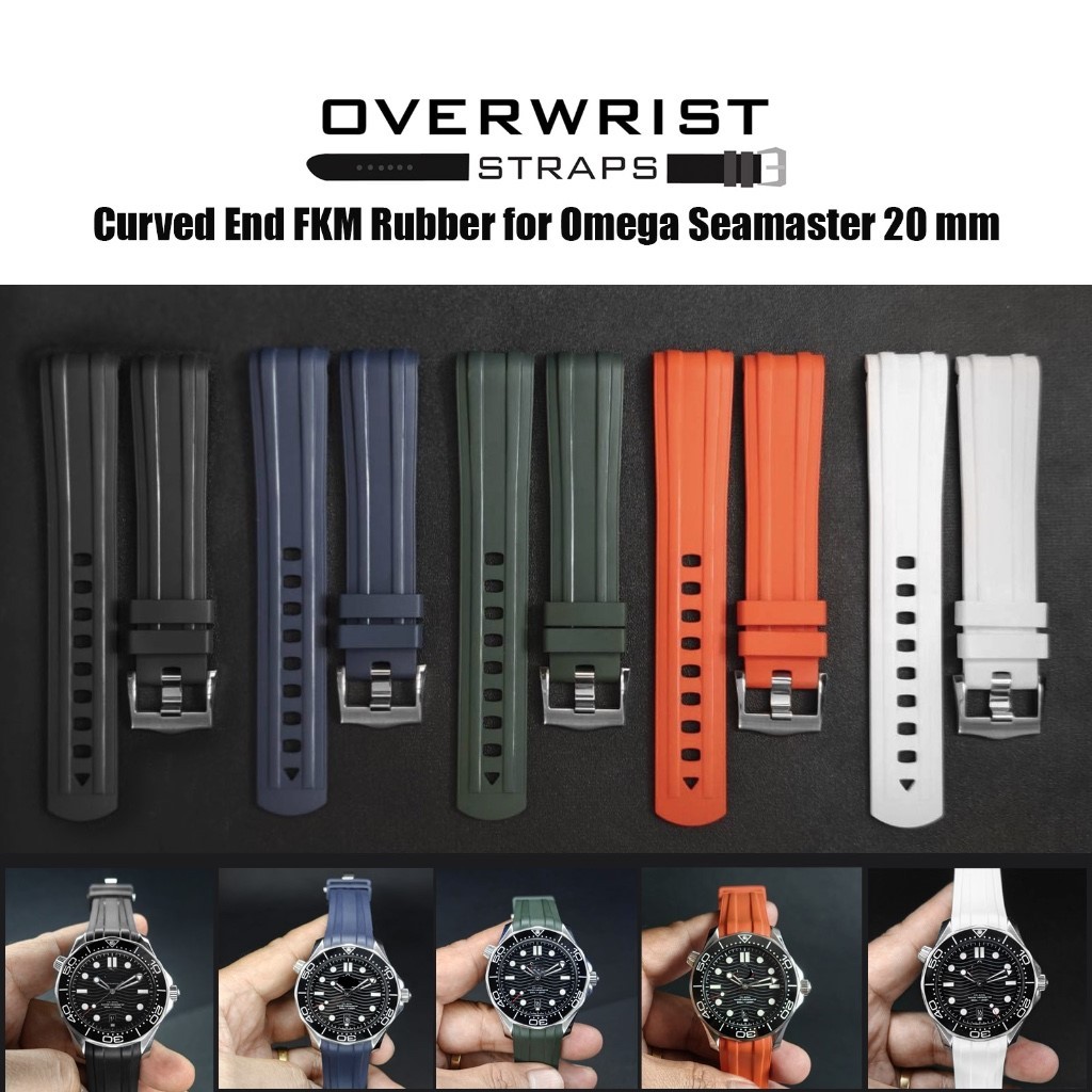 สายนาฬิกาแบบยาง รุ่น Curved End FKM Rubber for Omega Seamaster 20mm