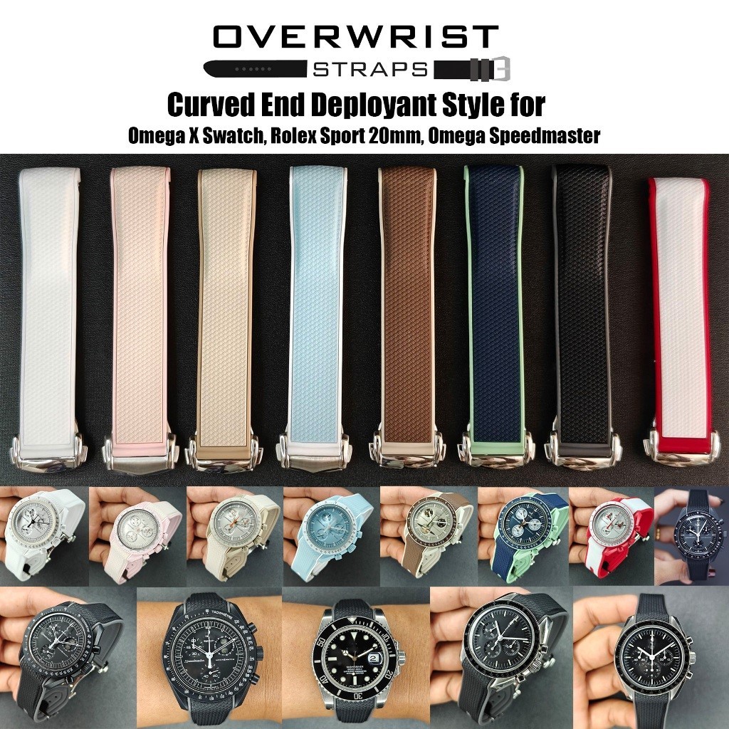 สายนาฬิกาแบบยางรุ่น Omega X Swatch Rubber Straps Curved End Rubber Deployant Style for Omega X Swatch and Speedmaster