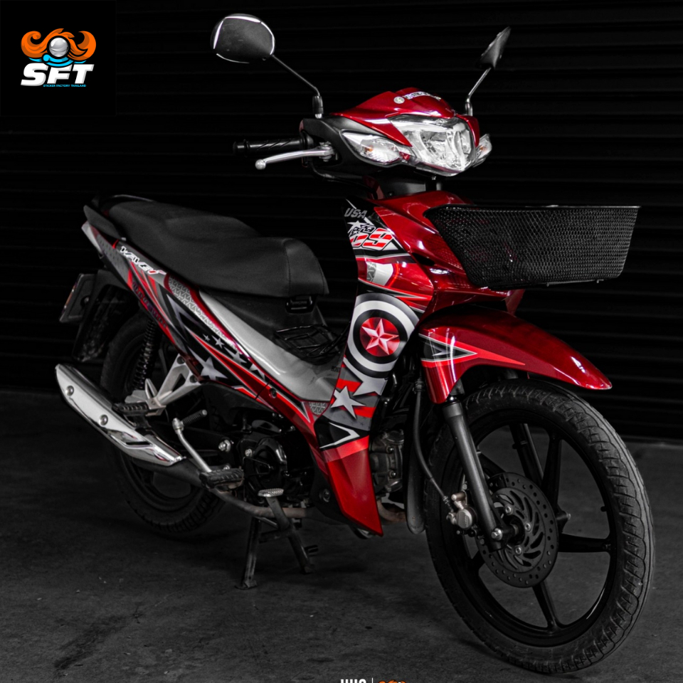 สติ๊กเกอร์ติดรถ สติ๊กเกอร์ เวฟ Honda Wave 110i / 110i LED ลาย Captain